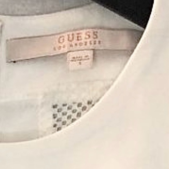 Guess White Crop Mesh Athletic Top S - Picture 6 of 13